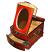 Red Curve Top Flower and Bird Mirror Box - Open View