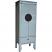 Chinese Wooden Slim Cabinet Light Blue Grey Side View
