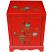 Oriental Red Flower Painted Three-Drawer Bedside 