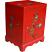Oriental Red Flower Painted Three-Drawer Bedside 