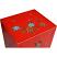 Oriental Red Flower Painted Three-Drawer Bedside Top View