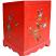 Oriental Red Flower Painted Three-Drawer Bedside Side View