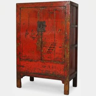 Chinese Antique Red Wedding Cabinet Large