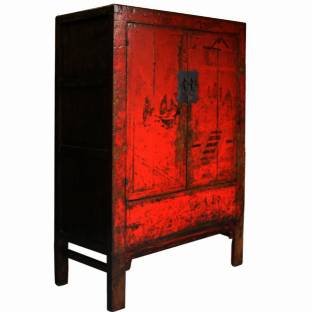 Large Original Painted Red Wedding Cabinet