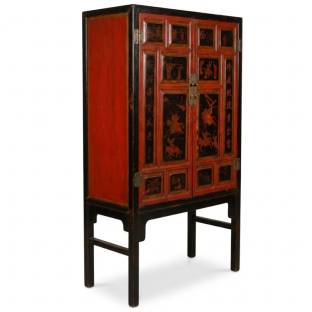 Chinese Cabinet with Couplet and Drawings