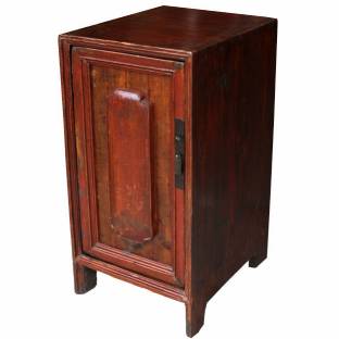 Chinese Antique Orange Red Patina Bedside Table 