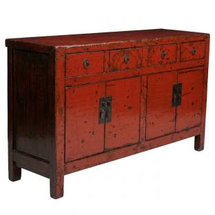 Antique Chinese Red Patina Sideboard