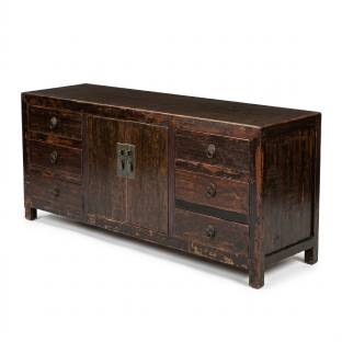 Antique Chinese Elm Low Sideboard Buffet
