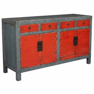 Cloudy Grey and Red Patina Sideboard Buffet