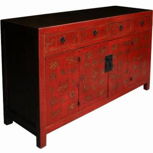 Chinese Red Manchurian Painted Sideboard