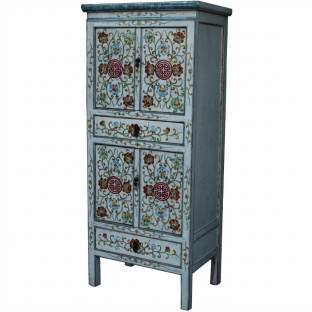 Chinese Tibet Cabinet with Flora Painting