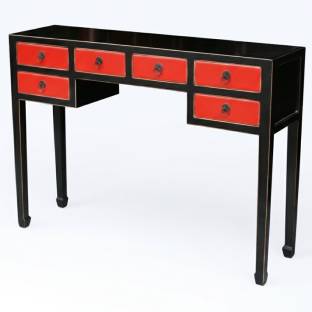 Manchurian 6-Drawer Red and Black Console Table