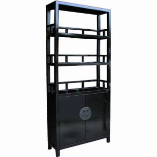 Black Chinese Bookcase with Cupboard