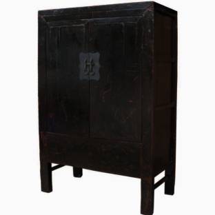Antique Chinese Old Black Cabinet w/ Paintings