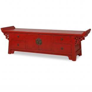 Red Everted End TV Unit Chinese Style