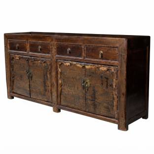 Antique Chocolate Brown Chinese Sideboard