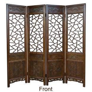 Set of 4 Chinese Double Sided Carvings Screen