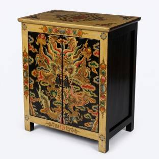 Chinese Bedside Table with Painted Dragon