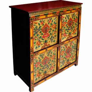 Chinese Tibetan Medium Cabinet yellow flora