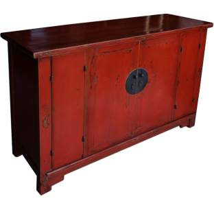 Red Painted Sideboard Round Hardware