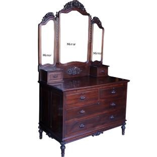 Rosewood Chinese Dressing Cabinet with Three Mirrors 
