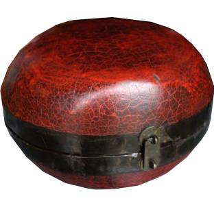 Chinese Cane Food Container with Red Crackle patina 