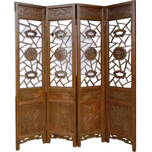 Set of 4 Chinese Double Sided Carvings Screen 
