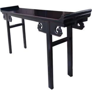 Black Lacquered Everted End Double Sides Chinese Console Table 
