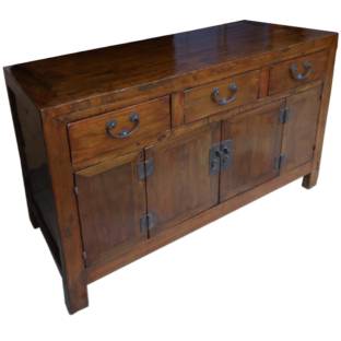 Antique Chinese Solid Walnut Sideboard 