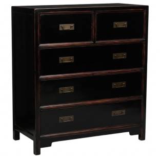 Black Chinese Chest of Drawers Tall Boy 