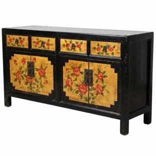 Chinese Sideboard Black and Yellow Tone