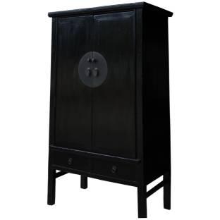 Antique Old Black Tapered Ming Style Cabinet