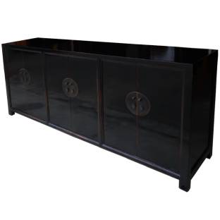 Black Lacquered Sideboard Six Doors 200cm Large 