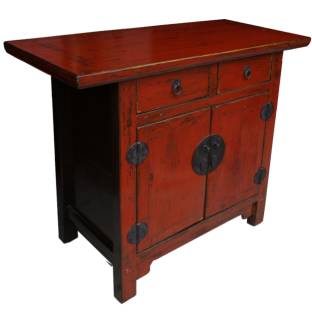 Antique Chinese Red Patina Cabinet 