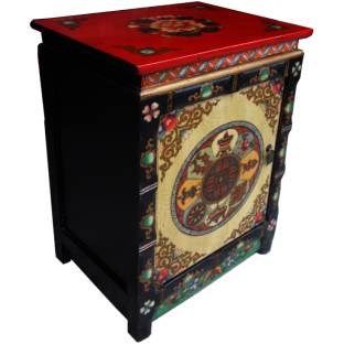 Tibetan Multi-Coloured Bedside Table w/Painted Symbols