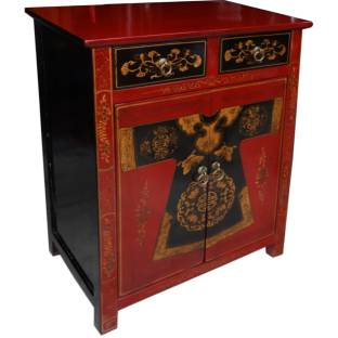 Chinese Bedside Cabinet with Painted Qipao 