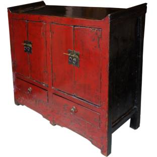 Antique Chinese Red Sideboard w/Everted Flange