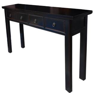 Black Chinese Four Draw Console Table Long Top