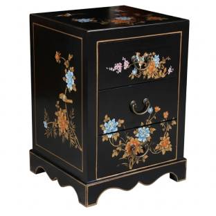 Black Painted Three-Drawer Bedside