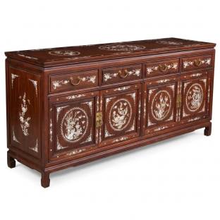 Large Rosewood Mother of Pearl Sideboard Buffet