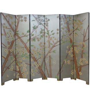 Grand Silver Leaf Panel Pear Flower Room Divider
