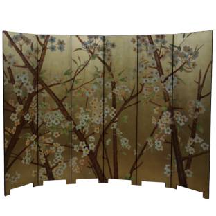 Gold 6 Panels Pear Blossom Room Divider Screen