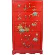 Red Painted Chest of 5 Drawers