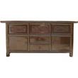 Original Chinese Carved Elm Wood Low Sideboard Buffet