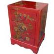 Red Painted Three-Drawer Bedside