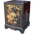 Black Flower Painted Three-Drawer Bedside