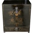 Antique Gold Painted Black Chest with Drawer