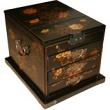 Large Black Jewellery Mirror Box - Flower