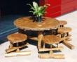 Outdoor Round Table Set with Spin Stools
