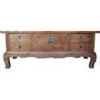 Original Natural Elm Console Table w/Carvings